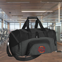 Stitley's small gray duffel is perfect for spin class