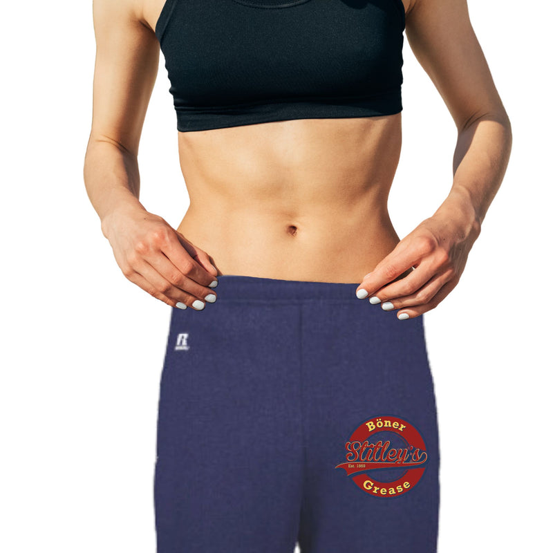 Athletic woman in Stitley's navy sweatpants